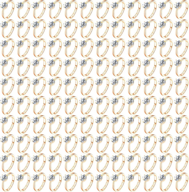 NEWITIN 120 Pieces Fake Rings Diamond Engagement Rings Silver Ring for Bridal Shower Party Game Wedding Table Decorations - Image 1